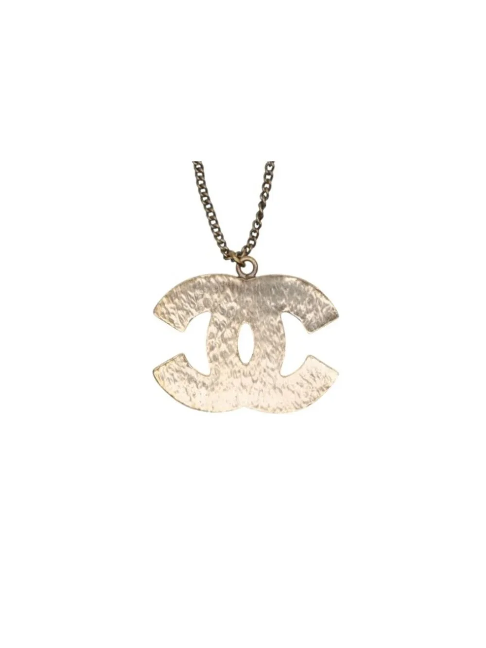 Chanel CC Logo Necklace Metal Clear Gold